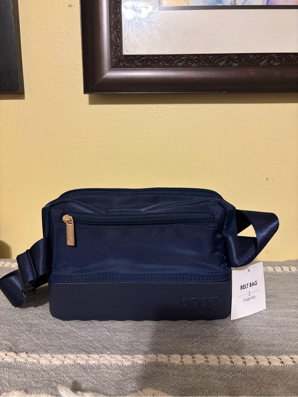 BOGG BAG Navy Belt Bag with Gold Accent Hardware